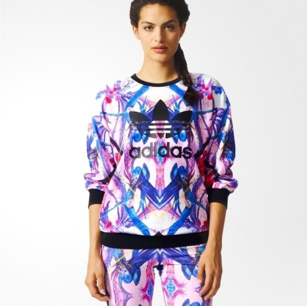 Adidas Florera Trefold Exotic Bird Crewneck Sweatshirt Size Medium